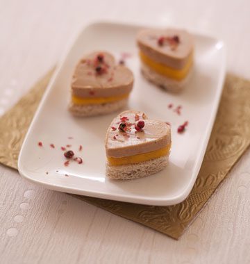 Toasts coeur foie gras mangue pour la Saint-Valentin