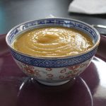 Velouté topinambours, patate douce et cardamome