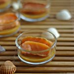 Gelée d’orange au miso et tamari, sashimi de saumon mariné