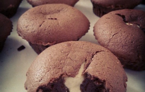 Muffin chocolat noir au coeur fondant de chocolat blanc