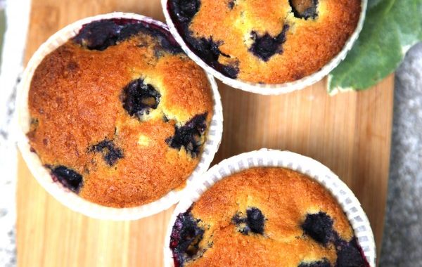 Mini cakes aux myrtilles et au chocolat blanc (American blueberry cupcake)
