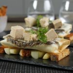 Croustillant de légumes caramélisés au foie gras et pain d’épices