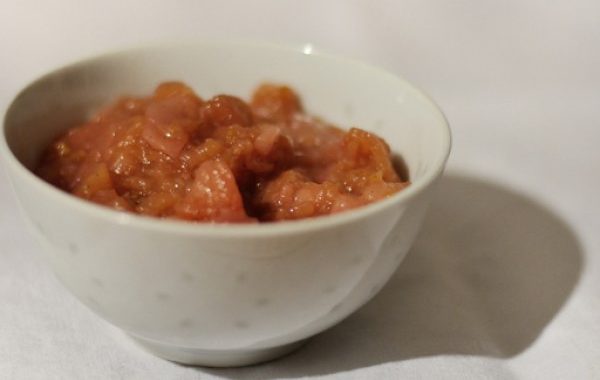 Compote rose pâle : pomme-poire-framboise