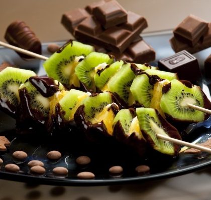 Brochettes de fruits chocolatées