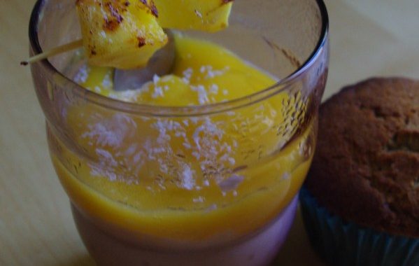 Tapioca au lait de coco et son coulis de mangue