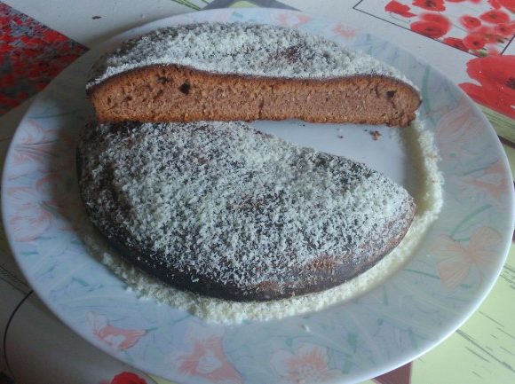 Gâteau au yaourt à la noix de coco et nappage chocolat