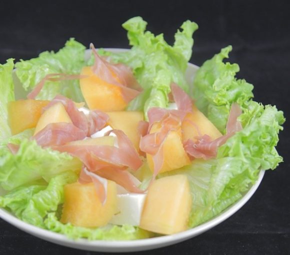 Salade melon, feta, jambon