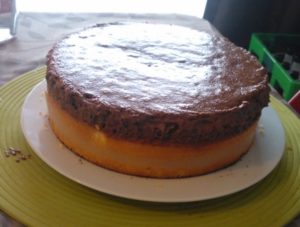 Gâteau mousse chocolat et gelée de poires