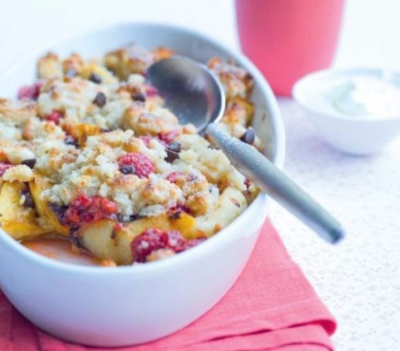 Crumble pamplemousse framboise