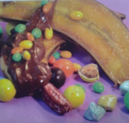Banane au chocolat et smarties