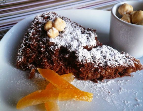 Gâteau chocolat noisettes et orange confite
