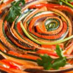 Spiral pie with sunny vegetables