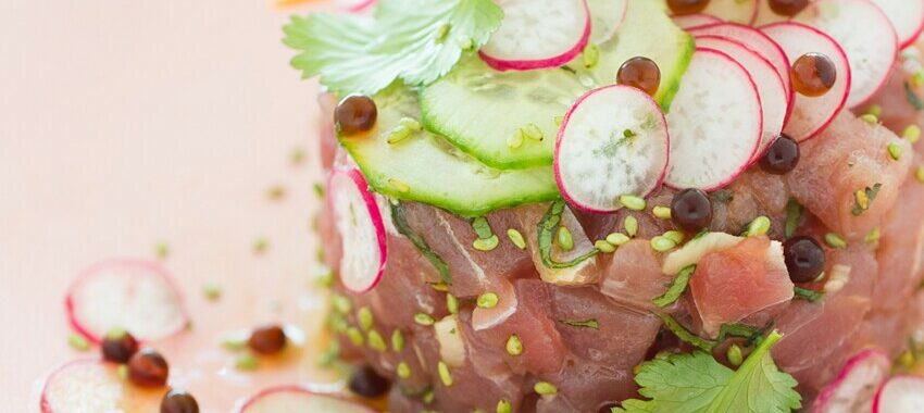 Tuna tartare with sesame and wasabi