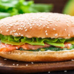 Avocado and salmon burger