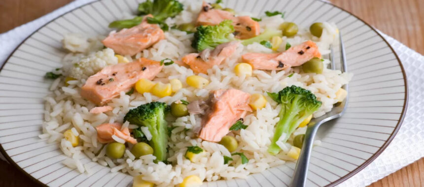 Salmon and broccoli risotto