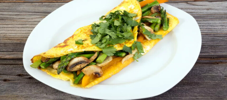 Asparagus and mushroom omelet