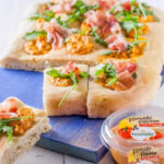 Focaccia with Boursin® Spreadable Tomato Pepper, grilled asparagus and raw ham