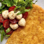 Cutlet Milanese, caprese salad from Cyril Lignac