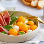 Bowl of melon and quinoa with Bayonne ham