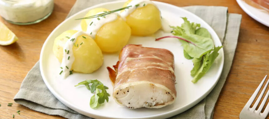 Cod with Bayonne ham and potatoes
