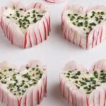 Romantic mini charlottes of pink radishes with goat cheese