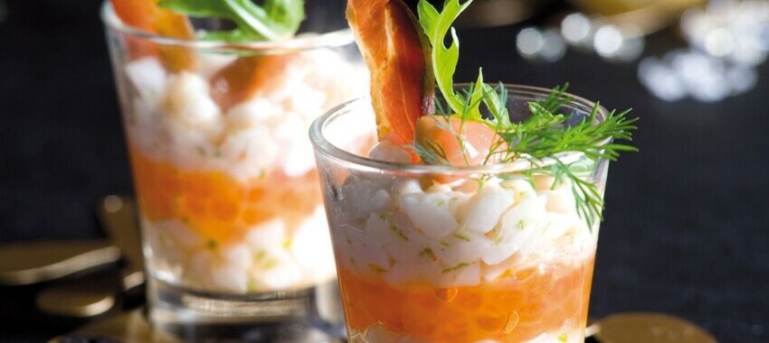 Scallop tartare with salmon roe