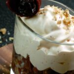 Verrine of smoked duck breast, whipped cream with prunes