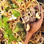 Broccoli with beef and egg noodles from Sophie Dudemaine