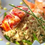 Lobster and risotto with shellfish stock
