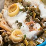 Cod with leeks and capers