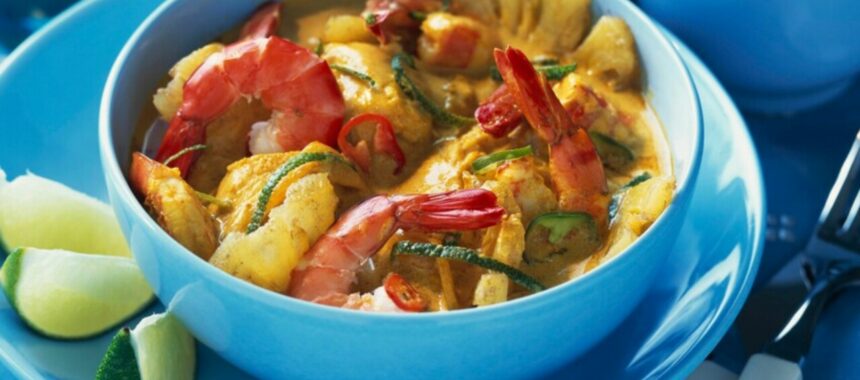 Fish curry and prawns