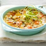 Clafoutis with two salmon and leeks