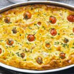 Clafoutis with cherry tomatoes and bacon