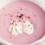 Gourmet cream of pink radishes with mascarpone