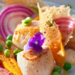 Scallop chips with heirloom vegetables