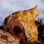 Stuffed lamb in crust