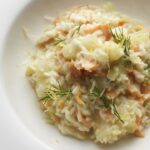 Fennel risotto, smoked salmon, Sicilian lemons and vodka
