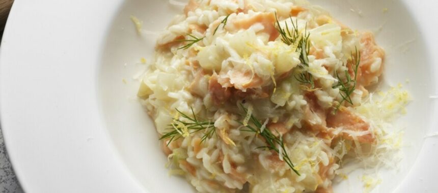 Fennel risotto, smoked salmon, Sicilian lemons and vodka