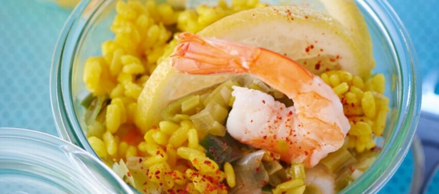 Prawn risotto with leeks and lemon