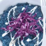 Indigo risotto with red cabbage