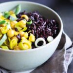 Black rice and chard and chickpea curry