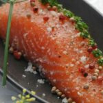 Salmon gravlax with three peppers