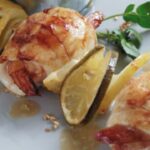 Sole and prawns on skewers