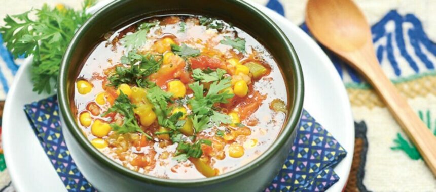 Andean corn and quinoa soup