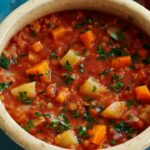 Lentil, tomato and root vegetable soup