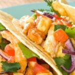 Marinated chicken tacos, cilantro sauce and tequila