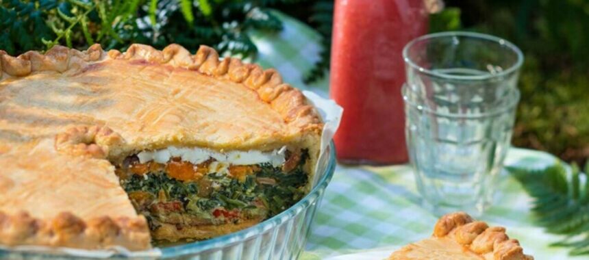 Sun vegetable and goat cheese pie