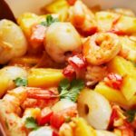 Lychee-pineapple shrimp wok