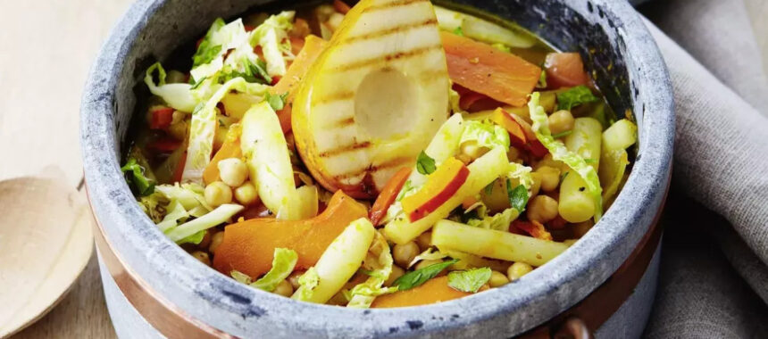 Pot of Fall Vegetables with Pear