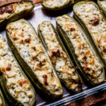Zucchini with goat cheese and mushrooms